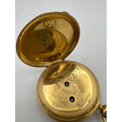 493 - An 18 carat gold pocket watch Ancre Ligne Droite 15 rubis, serial number 1856, maker’s mark BE, 18K ... 