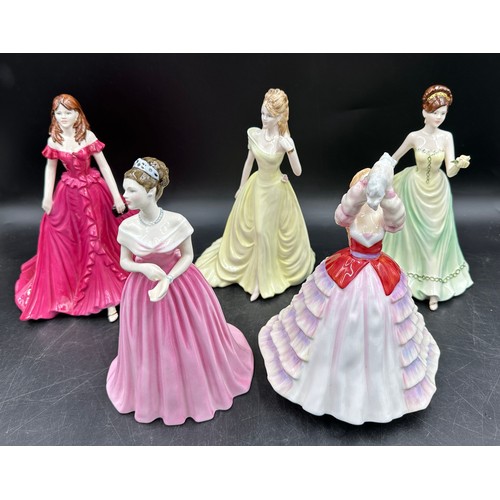 303 - Five figurines of ladies comprising of Royal Doulton Susan HN3050 and Camilla HN4220 along with thre... 