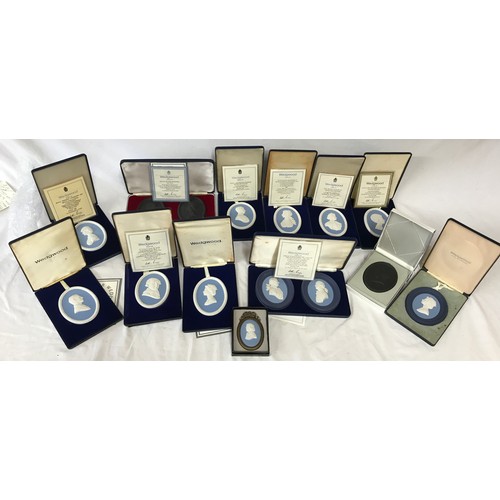 311 - A collection of individually boxed limited edition Wedgwood Portrait Medallions to include: The Lady... 