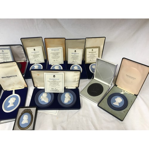 311 - A collection of individually boxed limited edition Wedgwood Portrait Medallions to include: The Lady... 