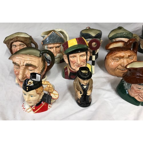 313 - A collection of Royal Doulton character & Toby Jugs to include Dick Turpin, Uncle Tom Cobbly D6337, ... 