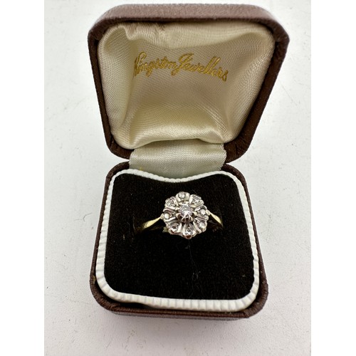 453 - An 18ct gold and diamond cluster ring weighing 3.37gms size N.