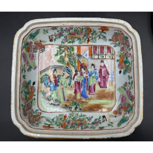 879 - Oriental ceramics to include a famille rose shallow dish probably 18thC 23.5w x 22dx 6h together wit... 