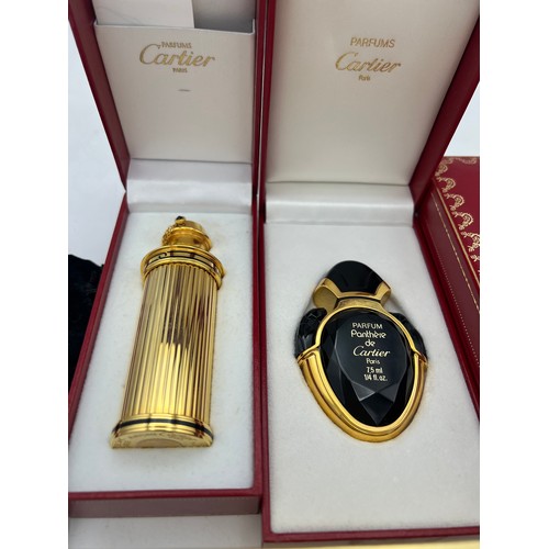 1213 - Boxed Cartier scent bottles to include unopened parfum ‘Must’ 50 ml, ‘ Panthère’ empty bottle and a ... 