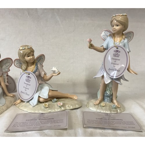 320 - A collection of five boxed ceramic faerie figures from The Leonardo Collection to include 'Rosebud F... 