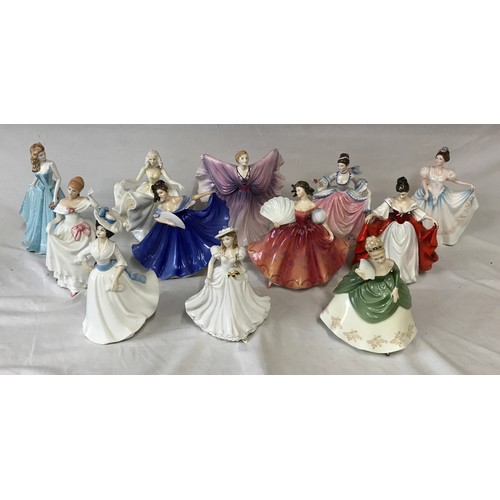 321 - A collection of ceramic ladies to include 10 Royal Doulton: Sara, Margaret, Dawn, Isadora, Lindsay, ... 