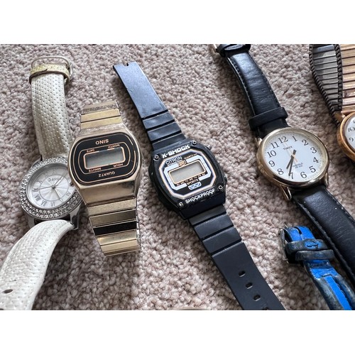 634 - Watches to include Onsa 17 Rubies Incabloc, Timex gold plated, DKNY, Timex Indiglo, X-SHOCK Citron, ... 