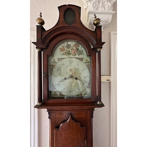 1036 - An oak 8 day longcase clock with painted face by C.W. Holborn, South Cave. 220 h x 47cm w.