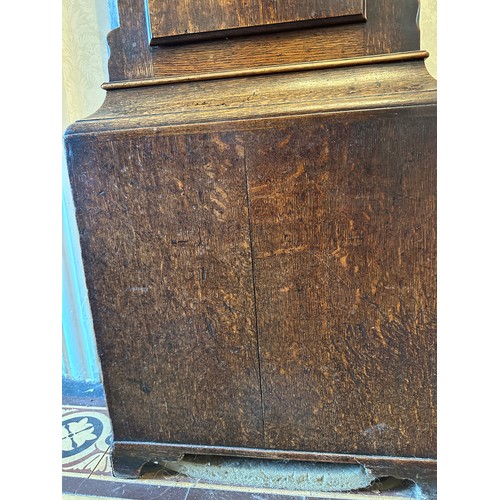 1036 - An oak 8 day longcase clock with painted face by C.W. Holborn, South Cave. 220 h x 47cm w.