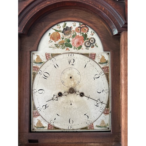 1036 - An oak 8 day longcase clock with painted face by C.W. Holborn, South Cave. 220 h x 47cm w.