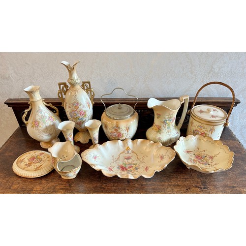 323 - A large collection of Crown Devon/Crown Ware 'Fieldings' to include biscuit barrels, shaving mug, va... 