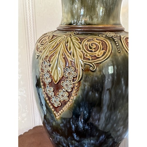 324 - A tall Royal Doulton stoneware vase with F J /3316 impressed to base. 47cm h.