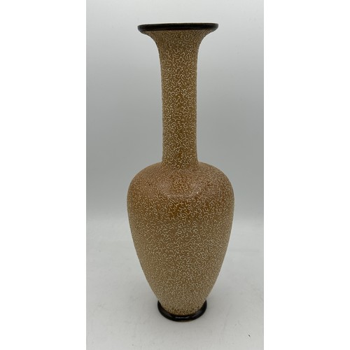 329 - Doulton Lambeth long necked vase, Florence E Barlow, impressed marks No. 6162. 29.5cm h.