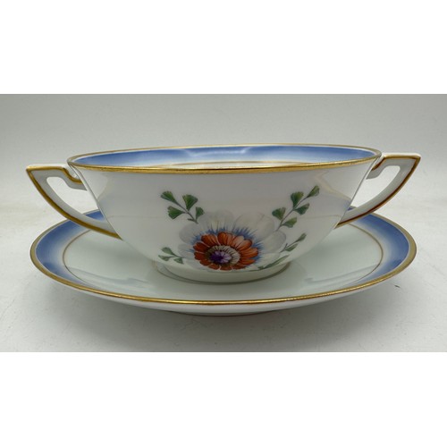 331 - Royal Copenhagen to include a plate 22.5cm , 3 x soup bowls with 4 stands and a shallow dish.