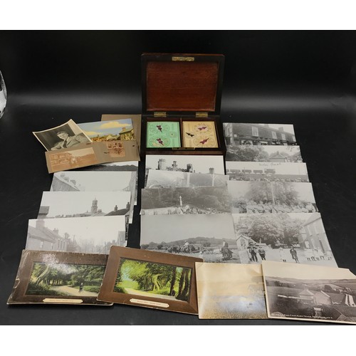 1218 - A collection of postcards and pictures of North Cave and South Cave along with a wooden box encasing... 