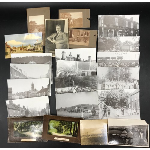 1218 - A collection of postcards and pictures of North Cave and South Cave along with a wooden box encasing... 