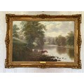 William Mellor (British 1851-1931) 'Bolton Abbey from the Wharfe'. Sight size 48.5 x 74cm, frame 63 ... 