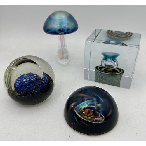 379 - Four paperweights to include Caithness Plough, Nuutajarvi 1793 Finland limited edition and two other... 