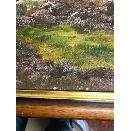 1358 - Lewis Creighton (1918-1996): An oil on board of a Moorland scene with sheep grazing signed lower lef... 