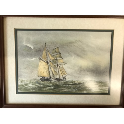 1359 - John E. Parkin (b. 1977-): A watercolour of a ship at sea signed lower right John E. Parkin 76 along... 