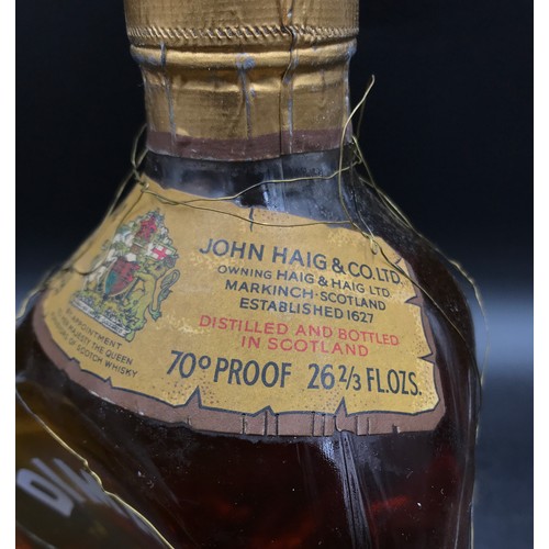 718 - One large and three miniature bottles of John Haig Dimple whisky. One miniature in a box.