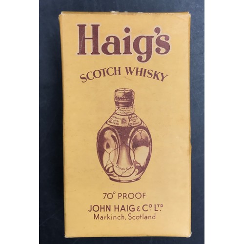 718 - One large and three miniature bottles of John Haig Dimple whisky. One miniature in a box.