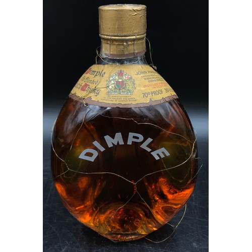 718 - One large and three miniature bottles of John Haig Dimple whisky. One miniature in a box.