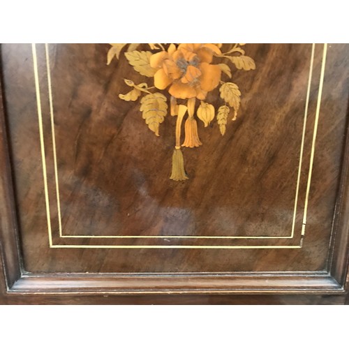 144 - An Edwardian mahogany inlaid bedside cupboard with floral inlay to front. 76cm h x 44 w x 39 d. Ivor... 