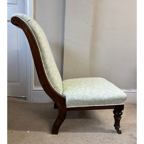 145 - A 19thC nursing chair 75cm h to back along with a Victorian piano stool 50cm h to seat.