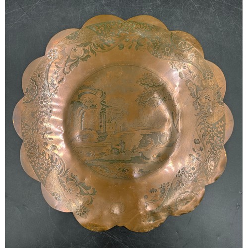 1231 - A Copeland Spode's Italian, grown copper plate made by electro deposit on a mould from the original ... 