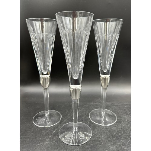 383 - Carrs of Sheffield glasses with silver collars hallmarked Sheffield 2007 and 2009 to include two dec... 