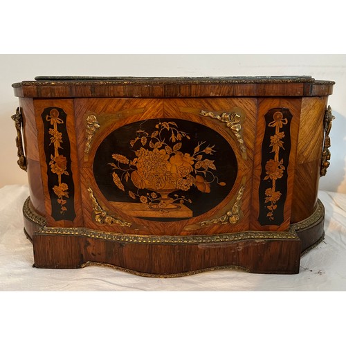 1234 - An inlaid French jardinière with gilt metal mounts and metal liner. 42 x 28 x 20cm h.