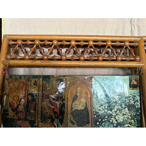 1238 - Dressing screens etc to include a four panel red fabric covered screen, three panel wooden framed st... 