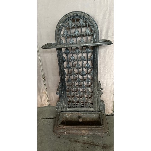 1240 - A Victorian cast iron stick stand with removable drip tray. registration lozenge to rear, together w... 