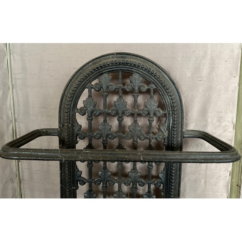 1240 - A Victorian cast iron stick stand with removable drip tray. registration lozenge to rear, together w... 