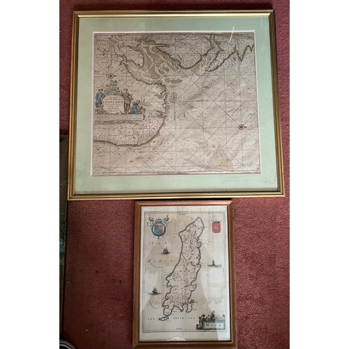 1294 - Two maps, one the English coast off Norfolk and Suffolk by Joannes Van Keulen, circa 1680 and Mona, ... 