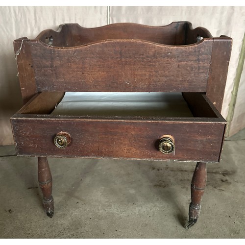 146 - A 19thC mahogany night stand with single drawer to front, on brass castors and with brass knobs. 49c... 