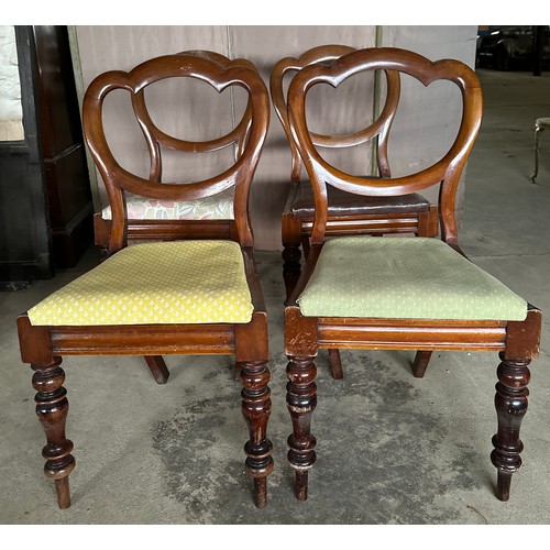 150 - Four 19thC mahogany balloon backed dining chairs with drop in seats.