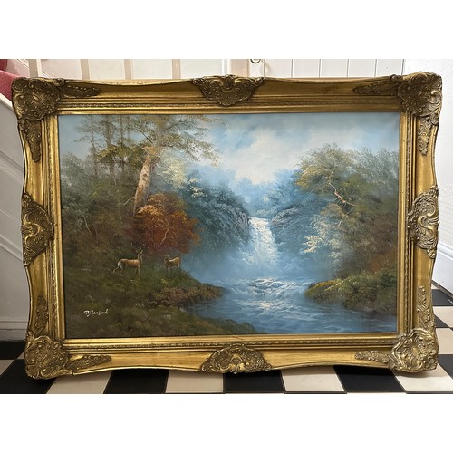 1364 - A large gilt framed painting signed by the artist R. Danford picture size 60 x 90cm with another lar... 