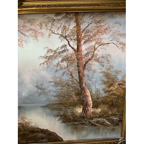 1364 - A large gilt framed painting signed by the artist R. Danford picture size 60 x 90cm with another lar... 