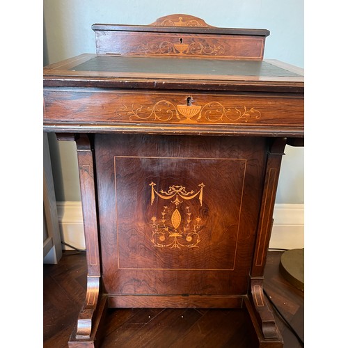 154 - A rosewood and inlaid Edwardian Davenport. 88 h x 53 w x 54cm d.