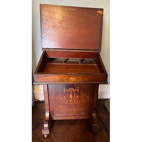 154 - A rosewood and inlaid Edwardian Davenport. 88 h x 53 w x 54cm d.