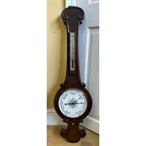 1245 - A 19thC rosewood banjo barometer. 93cm h