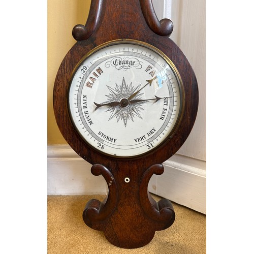 1245 - A 19thC rosewood banjo barometer. 93cm h