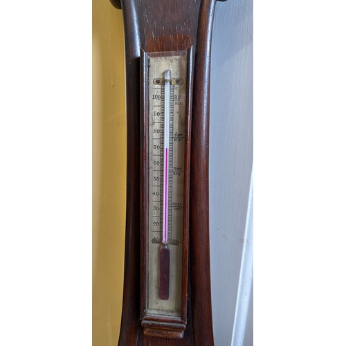 1245 - A 19thC rosewood banjo barometer. 93cm h