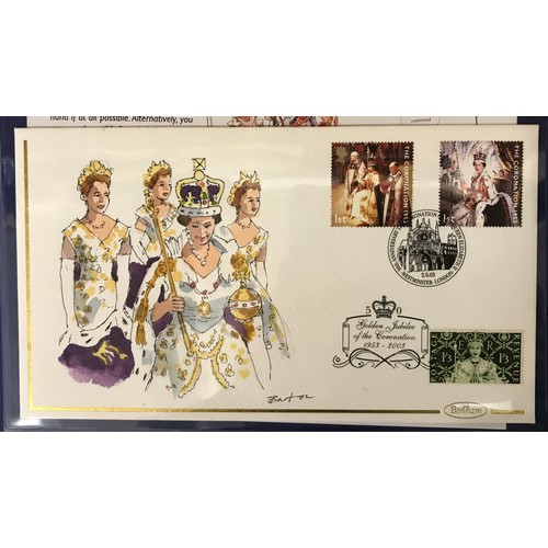 679 - Royalty themed souvenir covers, three hand painted Benham covers with documentation. Two other hand ... 