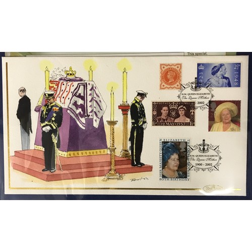 679 - Royalty themed souvenir covers, three hand painted Benham covers with documentation. Two other hand ... 