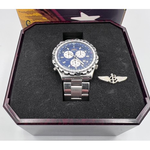 637 - A Breitling Jupiter Pilot alarm Chronograph gentleman's wristwatch with three subsidiary dials, orig... 