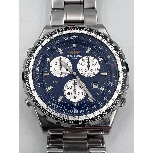 637 - A Breitling Jupiter Pilot alarm Chronograph gentleman's wristwatch with three subsidiary dials, orig...