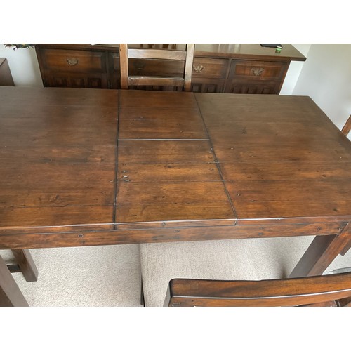159 - Barker and Stonehouse extending dining table with 4 chairs. 140 l x 90 w x 77cm h.  180cm l extended... 
